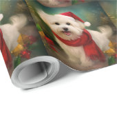 Papier Cadeau Coton De Tulear Chien dans la neige Noël (Coin rond)