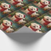Papier Cadeau Coton De Tulear Chien dans la neige Noël (Coin)