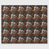 Papier Cadeau Coton De Tulear Chiot Automne Citrouille délice (Plat)