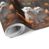 Papier Cadeau Coton De Tulear Chiot Automne Citrouille délice (Coin rond)