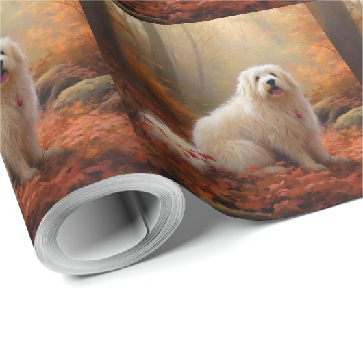 Papier Cadeau Coton De Tulear en automne Leaves automne Inspire (Coin rond)