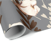 Papier Cadeau Coton Plante Motif gris (Coin rond)