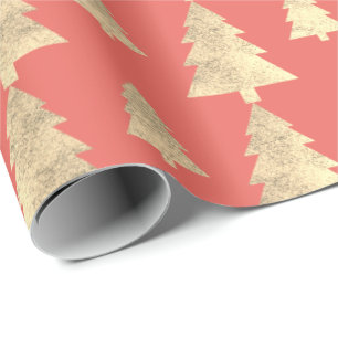 Papier Cadeau Cottage de corail Or Blush Arbre de Noël Candy Kra