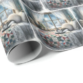 Papier Cadeau Couchage de chat sur couette de lit (Coin rond)