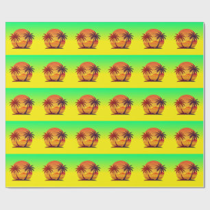 Papier Cadeau Coucher de soleil avec vecteur de palmiers