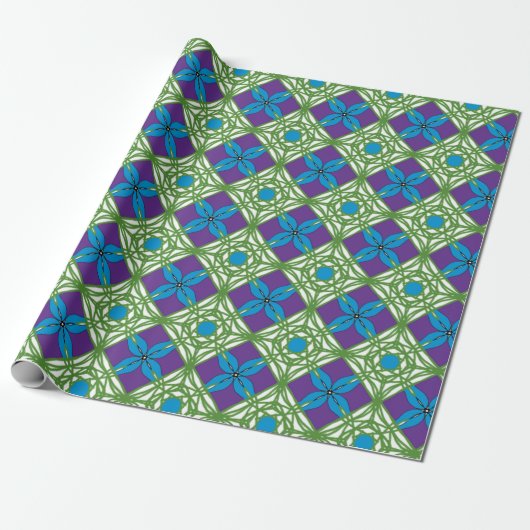 Papier Cadeau Coucher de soleil bleu vert (Déroulé)