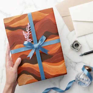 Papier Cadeau Coucher de soleil bohème orange flux rouillé motif