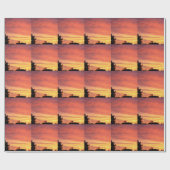 Papier Cadeau Coucher de soleil clair et nuageux orange, (Plat)