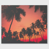 Papier Cadeau Coucher de soleil des palmiers tropicaux (Plat)