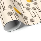 Papier Cadeau Coucher de soleil du désert de Palm Tree (Coin rond)