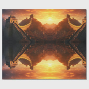 Papier Cadeau Coucher de soleil sur la Grande Muraille de Chine