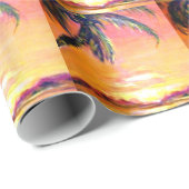 Papier Cadeau Coucher de soleil tropical (Coin rond)