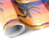 Papier Cadeau Coucher de soleil tropical (Coin rond)