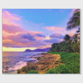 Papier Cadeau Coucher de soleil tropical de Hawaï (Plat)