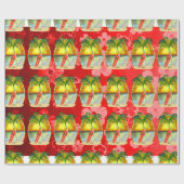 Papier Cadeau Coucher du soleil de plage de Noël (Plat)