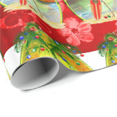 Papier Cadeau Coucher du soleil de plage de Noël (Coin rond)