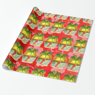 Papier Cadeau Coucher du soleil de plage de Noël