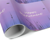 Papier Cadeau Coucher du soleil pourpre de bord de la mer de (Coin rond)