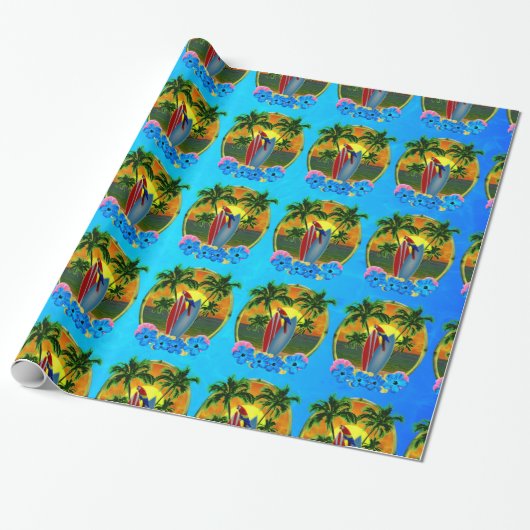 Papier Cadeau Coucher du soleil tropical (Déroulé)