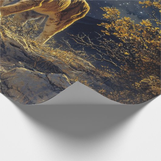 Papier Cadeau Cougar in the Moonlight Wildlife Art (Coin)