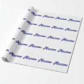 Papier Cadeau Couleur bleu profond Calligraphie moderne simple d (Déroulé)