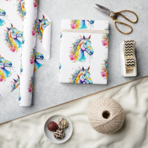 Papier Cadeau Couleur d'aquarelle colorée conception de la tête 