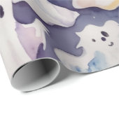 Papier Cadeau Couleur d'aquarelle de l'halloween mignonne (Coin rond)