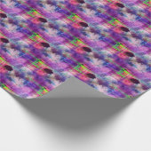 Papier Cadeau Couleur d'aquarelle verte et violette (Coin)