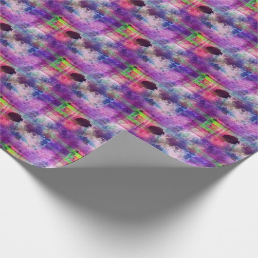 Papier Cadeau Couleur d'aquarelle verte et violette (Coin)