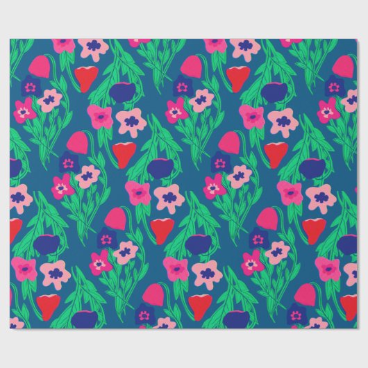 Papier Cadeau Couleur de fleurs d'impression Riso (Plat)