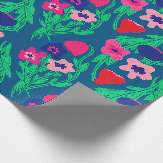 Papier Cadeau Couleur de fleurs d'impression Riso (Coin)