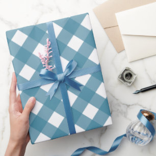 Papier Cadeau Couleur de l'océan diagonale et Plaid de bison bla