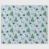 Papier Cadeau Couleur d'eau douce Motif neige d'hiver (Plat)