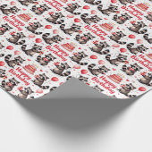 Papier Cadeau Couleur d'eau douce Raccoon scène d'anniversaire - (Coin)
