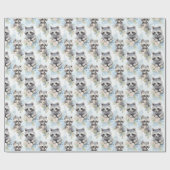 Papier Cadeau Couleur d'eau douce Raccoons - (Plat)
