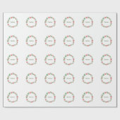 Papier Cadeau couleur d'eau florale rouge couronne ajouter texte (Plat)