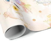 PAPIER CADEAU COULEUR D'EAU PASTEL CUTE EASTER BUNNIES (Coin rond)