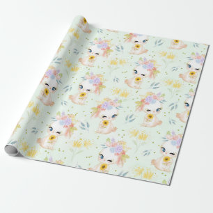 PAPIER CADEAU COULEUR D'EAU PASTEL CUTE EASTER BUNNIES