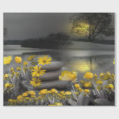 Papier Cadeau Couleur "Mariage" Jaune et gris 2021 Coucher de so (Plat)