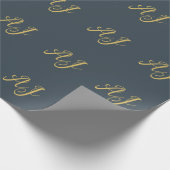 Papier Cadeau Couleur Or Charbon Monogramme Initial Professionne (Coin)