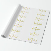 Papier Cadeau Couleur Or Élégant Design tendance Script unique (Déroulé)