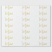 Papier Cadeau Couleur Or Élégant Stylé Tendance Unique Script (Plat)