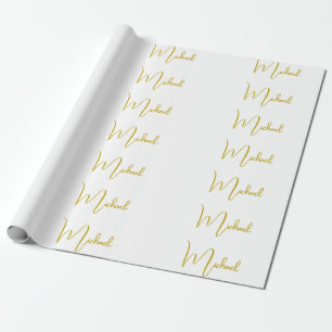 Papier Cadeau Couleur Or Élégant Style Tendance Unique Script