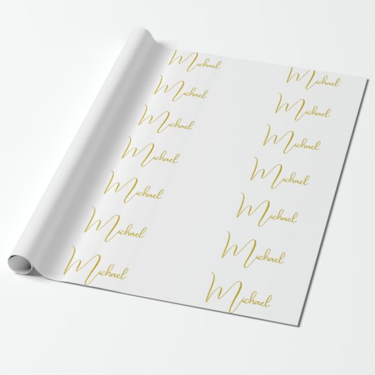 Papier Cadeau Couleur Or Élégant Stylé Tendance Unique Script (Déroulé)