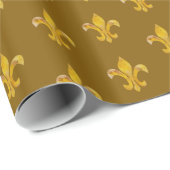 Papier Cadeau Couleur or Fleur de Lis (Coin rond)