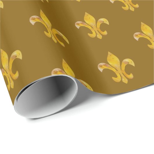 Papier Cadeau Couleur or Fleur de Lis (Coin rond)