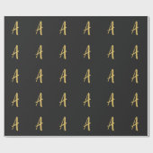 Papier Cadeau Couleur Or Gris Calligraphie Professionnelle Monog (Plat)