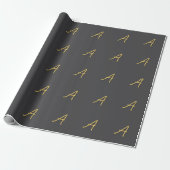 Papier Cadeau Couleur Or Gris Monogramme Professionnel (Déroulé)