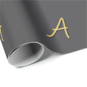 Papier Cadeau Couleur Or Gris Monogramme Professionnel (Coin rond)