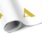 Papier Cadeau Couleur or Personnalisé Monogramme Lettre initiale (Coin rond)